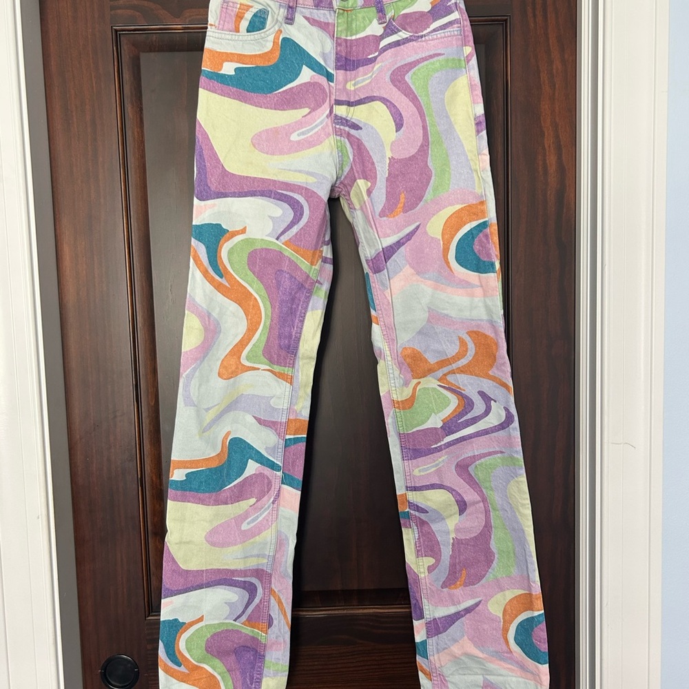 Zara Multicolor Swirl Patterned Jeans